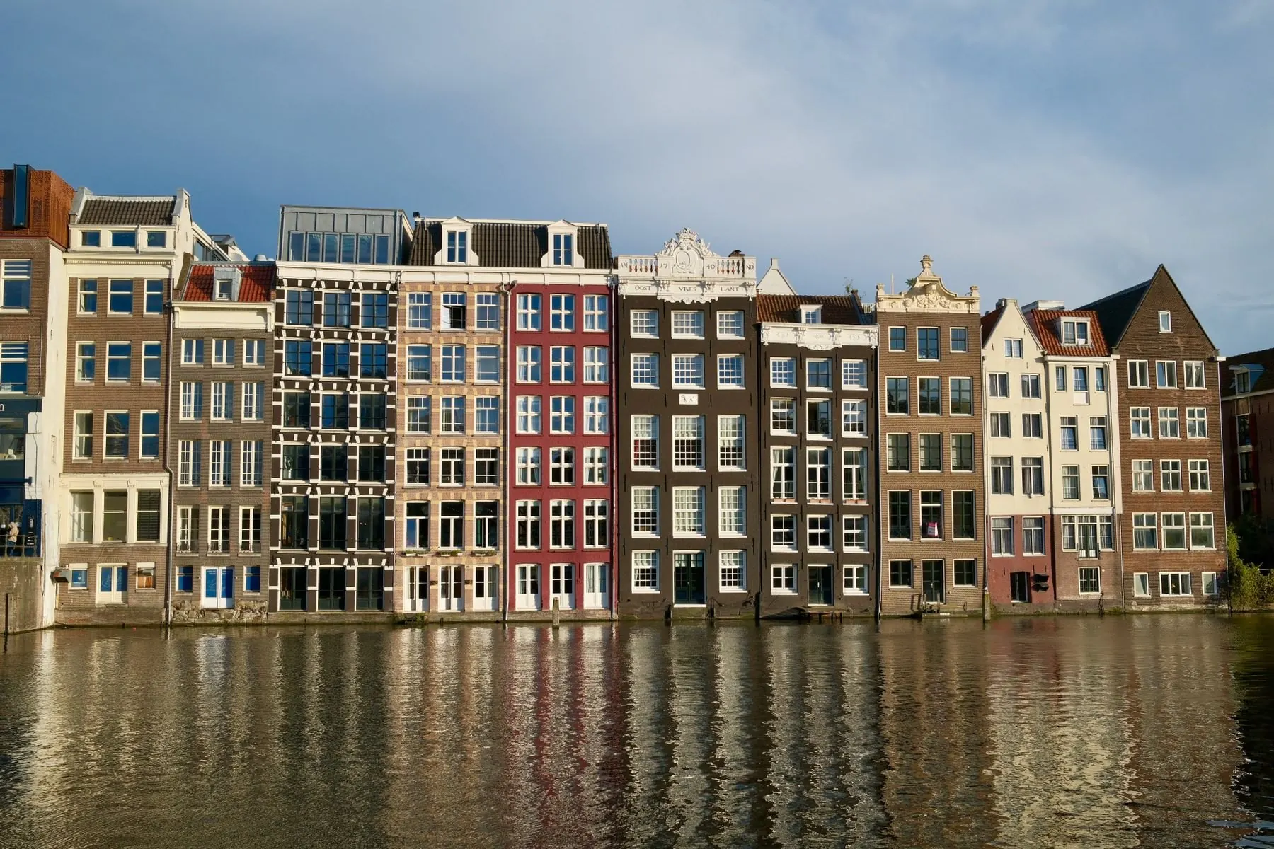 Grachtenpanden aan stil water in Amsterdam